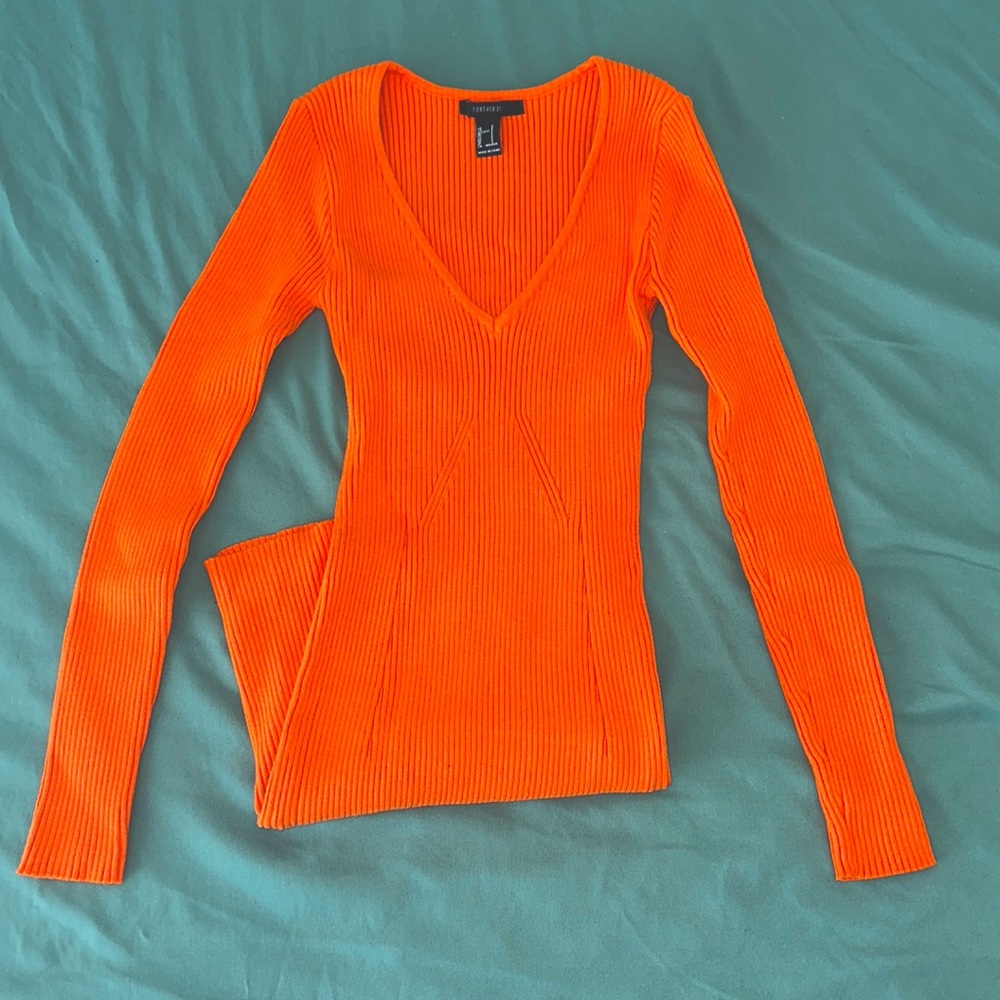Forever 21 Midi Bodycon Dress - Orange, S